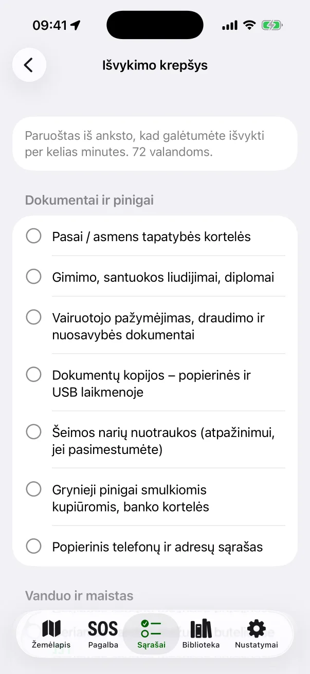 Sąrašas „Išvykimo krepšys“